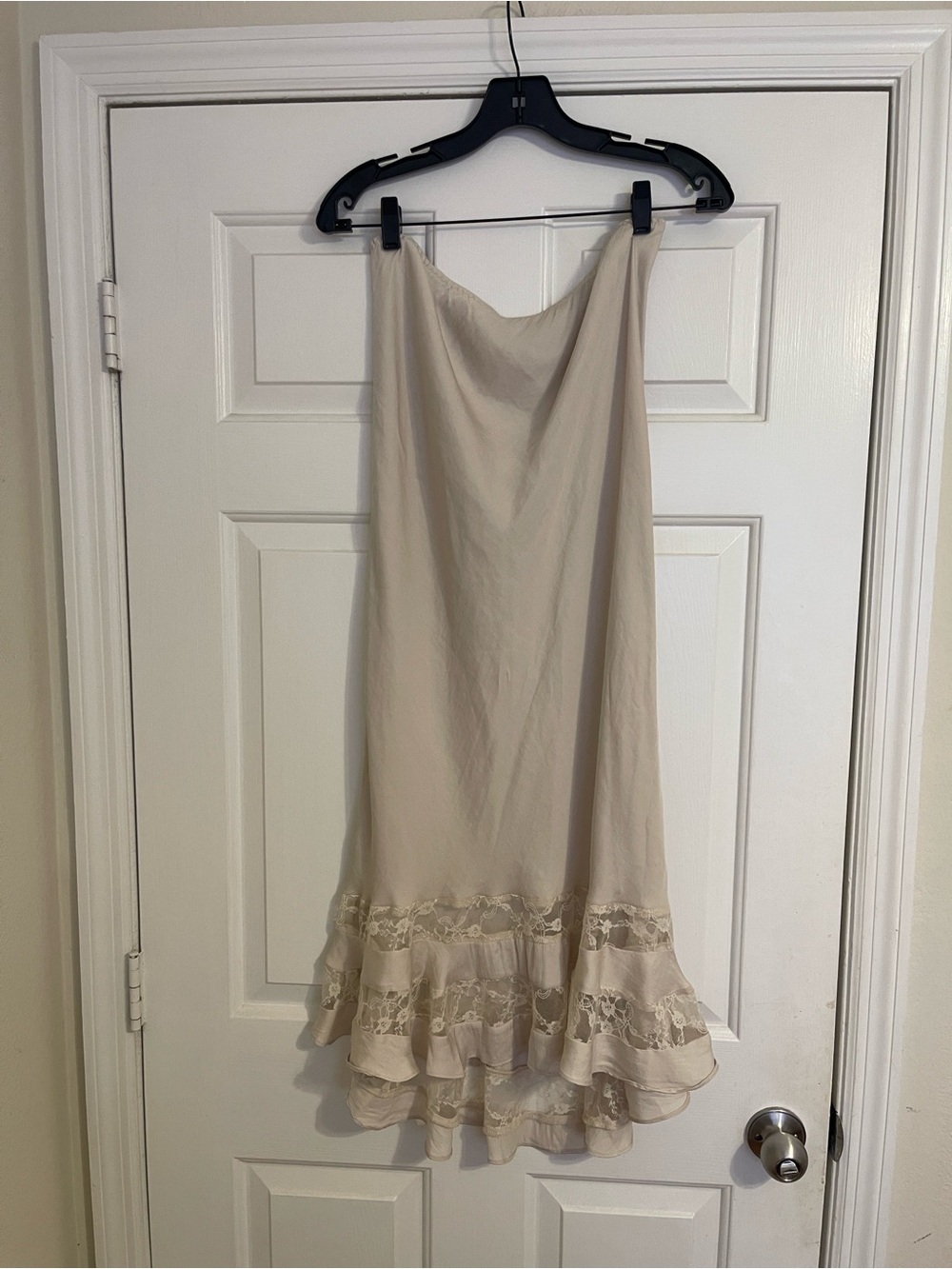 Free People Cream Lace-Trim Slip Skirt